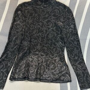 St. John Black and Gray Patterned Blouse